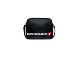 Schultertasche LOGOSHIRT "Swissair - Airline", Mädchen, Gr. B/H/T: 11cm x 28cm x 37cm, schwarz-weiß (schwarz, weiß), Lederimitat, bedruckt, Taschen Schultertasche, mit tollem Print