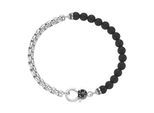 Armband "Panzerkette, schwarzer Achat oder Perle, Silber 925", schwarz, GIORGIO MARTELLO MILANO, Armbänder, Herren, 21cm, Silber 925 (Sterlingsilber), Armband