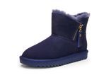 Winterboots ARA "ALASKA Short Zip", Damen, Gr. 39, ozean short zip, Lammfell, Veloursleder, unifarben, Schuhe Winterboots, Stiefel aus echtem Lammfell mit Reißverschluss, G-Weite (weit)