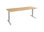 Schäfer Shop Genius Schreibtisch AERO FLEX, elektrisch höhenverstellbar, Rechteck, T-Fuss, B 2000 x T 800 x H 620-1280 mm, Buche/weissalu