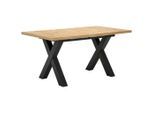 Hom`in Esstisch, Schwarz, Eiche Artisan, Holzwerkstoff, rechteckig, X-Form, 90x75x160-210 cm, ausziehbar, in verschiedenen Holzdekoren erhältlich, Esszimmer, Tische, Esstische, Esstische ausziehbar