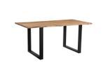 Linea Natura Esstisch, Schwarz, Akazie, Holz, Akazie, Hartholz, rechteckig, U-Form, 85x76x160 cm, Esszimmer, Tische, Esstische, Baumkantentische