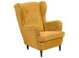 Carryhome Ohrensessel, Gelb, Holz, Buche, massiv, 78x102x98 cm, Wohnzimmer, Sessel, Ohrensessel