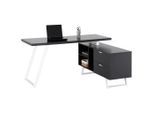 Mid.you Eckschreibtisch, Grau, Weiß, Metall, Holzwerkstoff, 2 Schublade(n) Schubladen, rechteckig, Flachrohr, 150x75x60-120 cm, Stauraum, Arbeitszimmer, Schreibtische, Eckschreibtische