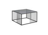 Livetastic Couchtisch, Grau, Schwarz, Metall, Glas, quadratisch, Flachrohr, 75x42x75 cm, einfacher Aufbau, Wohnzimmer, Wohnzimmertische, Couchtische
