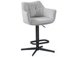 Hom`in Tresensessel, Schwarz, Hellgrau, Metall, Textil, Drehkreuz, 56x88-108x53 cm, Stoffauswahl, Sitzfläche 360° drehbar, Esszimmer, Barmöbel, Barhocker
