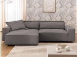 Ecksofa OTTO HOME "KINLEE Design-Sofa mit Recamiere rechts/links, Maße B/T/H 251/144/70cm", dunkelgrau, B:251cm H:70cm T:144,5cm, 100% Polyester, Sofas, Ecksofa, L-Form mit Wellenunterfederung, ohne Bettfunktion, modern und beguem