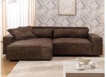 Ecksofa OTTO HOME "KINLEE Design-Sofa mit Recamiere rechts/links, Maße B/T/H 251/144/70cm", hellbraun, B:251cm H:70cm T:144,5cm, 100% Polyester, Sofas, Ecksofa, L-Form mit Wellenunterfederung, ohne Bettfunktion, modern und beguem