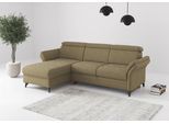 Ecksofa SIT & MORE "Glendale, L-Form", olive, B:253cm H:84cm T:166cm, 100% Polyester, Sofas, Ecksofa, inkl. Kopfteilverstellung,wahlweise mit Vorziehsitz und Bettkasten
