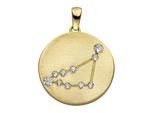 Sternzeichenanhänger JOBO "Anhänger Sternzeichen rund", gelbgold 333, weiß, Schmuckanhänger, Damen, Steinbock, Gelbgold 333, 333 Gold rund matt mit Zirkonia