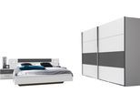 Schlafzimmer-Set WIMEX "Angie", weiß (weiß, graphit), Setmit Schwebetürenschrank Breite 225cm, Bett Liegefläche 160, B/H: 160cm, Setmit Schwebetürenschrank Breite 225cm, Bett Liegefläche 160, Schlafzimmermöbel-Sets