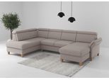 Wohnlandschaft HOME AFFAIRE "Glendale, U-Form", taupe, B:321cm H:84cm T:193cm, 95% Polyester, 5% Polyamid, Sofas, Wohnlandschaft, inkl. Kopfteilverstellung, wahlweise mit Vorziehsitz und Bettkasten
