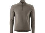 Radtrikot GONSO "Essential Jersey Longsleeve Therm M", Herren, Gr. M, terragrau, 96% Polyester, 4% Elasthan, Rundhals, Trikots, Herren Radtrikot half-zip, langarm Trikot, Semi Fit