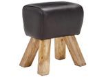 Livetastic Hocker, Schwarz, Holz, Leder, Echtleder, Ziegenleder, Mangoholz, Hartholz, rechteckig, 42x45x35 cm, Wohnzimmer, Hocker, Sitzhocker
