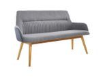 Linea Natura Sitzbank, Eiche, Dunkelgrau, Holz, Textil, Wildeiche, vollmassiv, 2-Sitzer, 157x88x62.5 cm, Esszimmer, Bänke, Sitzbänke