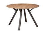 Mid.you Esstisch, Schwarz, Eiche, Metall, Holzwerkstoff, rund, Flachrohr, 120x76x120 cm, Bsci, Esszimmer, Tische, Esstische, Esstische rund