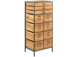 Livetastic Kommode , Naturfarben, Schwarz , Metall , Tanne , massiv , 11 Schubladen , 50x120x38 cm , Kleinmöbel, Kommoden, Kommoden