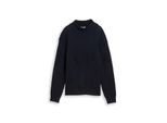 TOM TAILOR Damen Loose Fit Strickpullover mit Stehkragen, blau, Uni, Gr. M