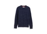 TOM TAILOR Herren Strickpullover mit Rundhalsausschnitt, blau, Meliert, Gr. M