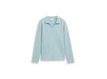 TOM TAILOR Damen Langarmshirt mit Polokragen, grün, Uni, Gr. M