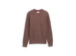 TOM TAILOR Herren Strickpullover mit Rundhalsausschnitt, braun, Meliert, Gr. M
