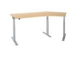 Schäfer Shop Select Winkelschreibtisch ERGO-T 2.0, elektrisch höhenverstellbar, 135° Winkel rechts, T-Fuss, B 2185 mm, Ahorn/weissalu