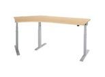 Schäfer Shop Select Winkelschreibtisch ERGO-T 2.0, elektrisch höhenverstellbar, 135° Winkel links, T-Fuss, B 2185 mm, Ahorn/weissalu