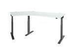 Schäfer Shop Select Winkelschreibtisch ERGO-T 2.0, elektrisch höhenverstellbar, 135° Winkel links, T-Fuss, B 2185 mm, lichtgrau/anthrazit