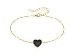 Armband "Schmuck Geschenk Armband mit schwarzem Emaille Herz", schwarz (gelbgoldfarben, schwarz), ANISTON JEWELRY & WATCHES, Armbänder, Damen, 22cm, Silber 925 (Sterlingsilber), Armband