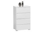 Carryhome Kommode, Weiß, Weiß Hochglanz, Holzwerkstoff, 4 Schublade(n) Schubladen, 50x80x40 cm, Beimöbel erhältlich, Kleinmöbel, Kommoden, Kommoden