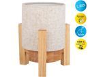 NÄVE LED Tischleuchte "Madita", beige (natur), 1, Ø 12cm H: 19cm, 1 Stk., Leuchten, Akkubetrieb, inkl. USB-C-Kabel, Holzgestell, Textilschirm, dimmbar, LED Tischleuchte