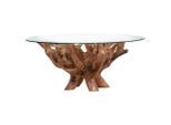 Livetastic Couchtisch , Teakfarben , Holz, Glas , Teakholz , massiv , rund , eckig , 110x46x110 cm , Wohnzimmer, Wohnzimmertische, Couchtische, Couchtische rund