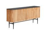 Landscape Sideboard, Schwarz, Akazie, Holz, Metall, Stein, Akazie, Holz, 1 Fächer, 2 Schublade(n) Schubladen, 170x80x40 cm, stehend, Holzmöbel, Kleinmöbel Holz, Holzkommoden, Sideboards Holz