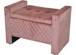Sitztruhe INOSIGN, rosa (altrosa), B:75cm H:52cm T:45cm, Die rundum gepolsterte Sitztruhe überzeugt mit einem trendigen Retro-Look. Sitzfläche, Armlehnen sowie die Wangen sind mit einer weichen Polsterung bezogen, die im vorderen Bereich eine rautenförmige Steppung zeigt. Unter dem Sitzplatz der Truhe befindet sich ein großzügig bemessener Stauraum, in dem du Wohntextilien, Kleidung oder Spielzeug