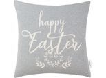 Kissenbezüge TOM TAILOR HOME "Happy Easter", grau (hellgrau, steingrau), B:45cm L:45cm, Baumwolle, Obermaterial: 100% Baumwolle, Kissenbezüge, aus weicher Baumwolle