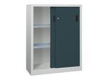 Pavoy Schiebetürenschrank, 1200x1000x600 mm, 2 Böden verzinkt, RAL 7035/7016 (30301-100-600-735716)
