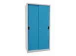 Pavoy Schiebetürenschrank, 1950x1000x600 mm, 4 Böden verzinkt, RAL 7035/5012 (30302-100-600-735512)
