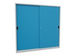Pavoy Schiebetürenschrank, 1950x2000x400 mm, 8 Böden verzinkt, RAL 7035/5012 (30302-200-400-735512)