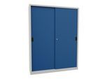 Pavoy Schiebetürenschrank, 1950x1500x400 mm, 8 Böden verzinkt, RAL 7035/5010 (30302-150-400-735510)