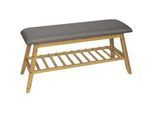 Carryhome Schuhbank , Grau, Naturfarben , Textil, Naturmaterialien, Holz , Bambus , massiv , 90x45x30 cm , Garderobe, Schuhaufbewahrung, Schuhregale