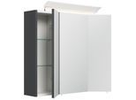 Spiegelschrank 70cm inkl. Design LED-Lampe und Glasböden weiss hochglanz