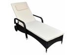 vidaXL Sonnenliege mit Polster & Rollen Poly Rattan Schwarz