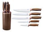 Messer-Set KING "Küchenmesserblockset »Galant«", braun (holzfarben), Spezialklingenstahl, Kochmesser-Sets, 5 Küchenmesser, 1 Messerblock