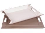 Tablett FREEFORM "DUO, 2-farbiges Wendetablett, Tablett und Tisch-Set in einem, wendbar", grau (weiß, taupe), B:35cm H:0,8cm L:45cm, Kunstleder, Tabletts, mit Doppelfunktion, pflegeleicht und kann platzsparend verstaut werden