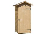 Geräteschrank WEKA "Garten-/Terrassenschrank "351 Gr.1", beige (naturbelassen), B:108cm H:196cm T:105cm, Holz teilmassiv, Metall, Schränke, Satteldach, 14mm, Elementbauweise
