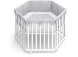 VitaliSpa Laufgitter Estrella Weiß 128 x 110 cm 6 Ecken , Holz , Rechteckig , 128x70x110 cm , Babymöbel, Laufstall Baby