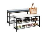 VCM Schuhregal Maße ca. H. 48 x B. 90 x T. 30 cm Sitzbank im Industrie Style Design Schuhbank - Taliro