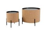 Livetastic Couchtischset , Naturfarben, Schwarz , Holz, Metall, Holzwerkstoff , 2-teilig , Kork , rund , Rundrohr , 63-41.5x48.5-36.5x63-41.5 cm , Stauraum , Wohnzimmer, Wohnzimmertische, Couchtische, Couchtische rund