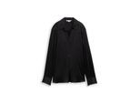 TOM TAILOR Damen Crinkle Satinbluse, schwarz, Uni, Gr. 38