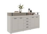 Xora Sideboard , Kaschmir , Kunststoff , 2 Fächer , 4 Schubladen , 195x88x38 cm , Kleinmöbel, Kommoden, Sideboards